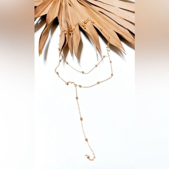 Gold ball drop necklace #1042 - Picture 2 of 3